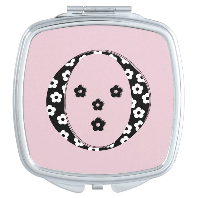 Flower Pattern Letter O Compact Mirror (Front)