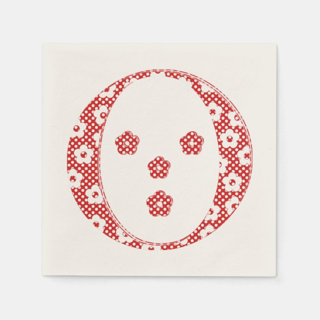 Flower Pattern Letter O(red) Napkins (Front)