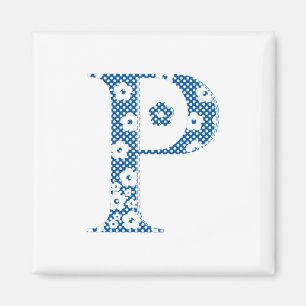 Flower Pattern Letter P(blue) Magnet