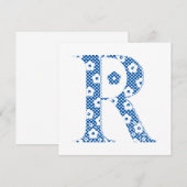 Flower Pattern Letter R(blue) (Front/Back)