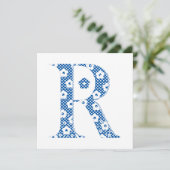 Flower Pattern Letter R(blue) (Standing Front)