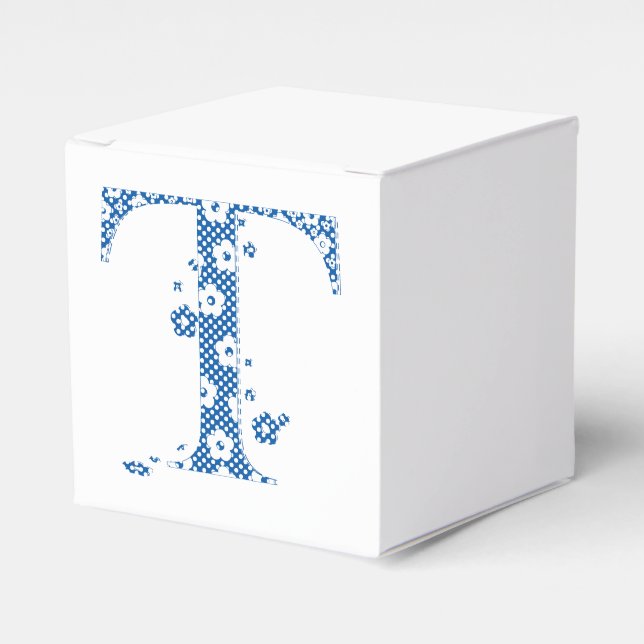 Flower Pattern Letter T(blue) Favor Boxes (Front Side)