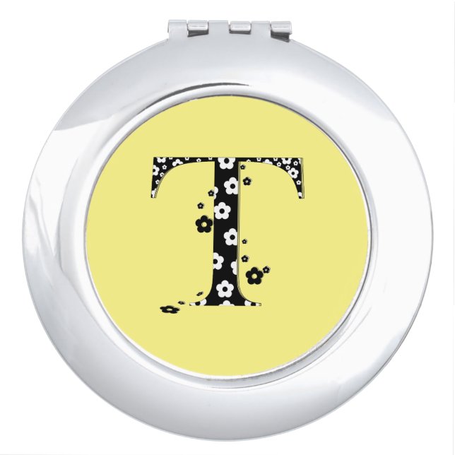 Flower Pattern Letter T Mirror For Makeup (Front)