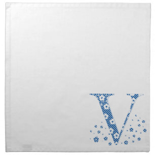 Flower Pattern Letter V(red) Cloth Napkin