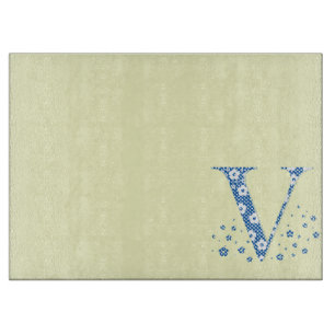 Flower Pattern Letter V(red) Cutting Board