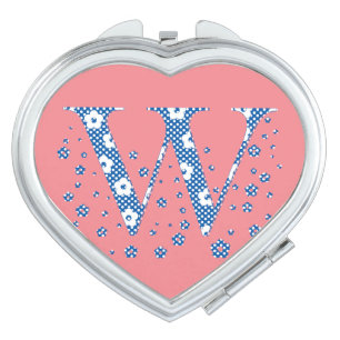 Flower Pattern Letter W(blue) Compact Mirror