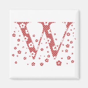 Flower Pattern Letter W(red) Magnet