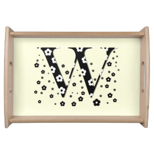 Flower Pattern Letter W Serving Tray
