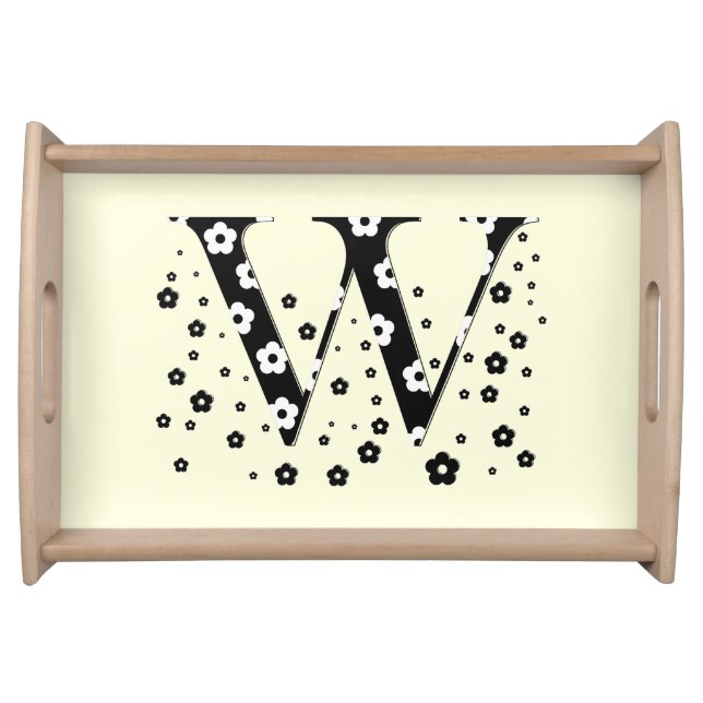Flower Pattern Letter W Serving Tray (Front)