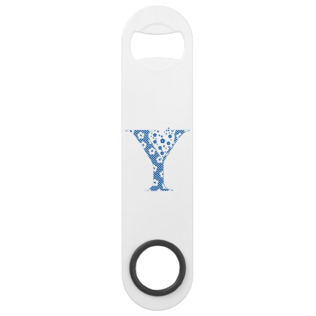 Flower Pattern Letter Y(blue) Speed Bottle Opener (Front)