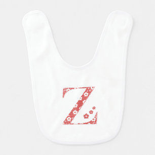 Flower Pattern Letter Z (red) Bib