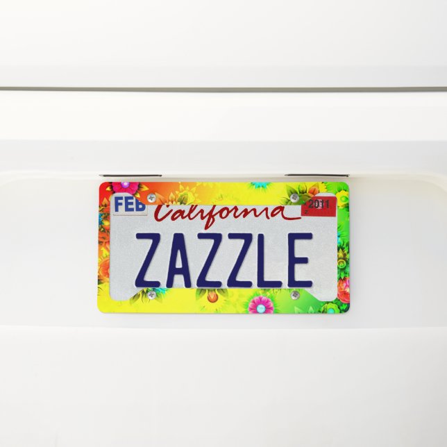 Flower Pattern License Plate Frame (On Car)