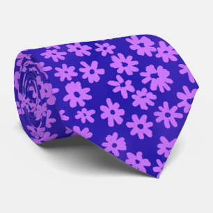 Flower Pattern - Lilac and Blue Neck Tie