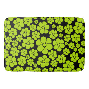 Flower Pattern - Lime Green Bath Mat