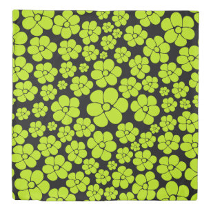 Flower Pattern - Lime Green Duvet Cover