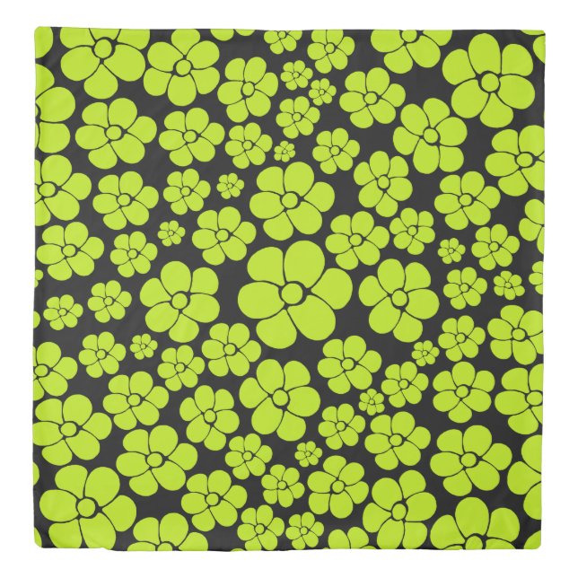 Flower Pattern - Lime Green Duvet Cover (Front)