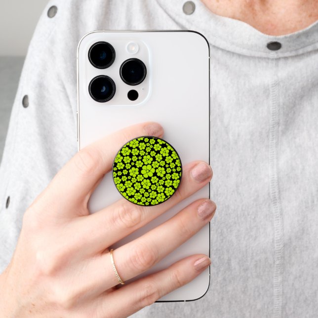 Flower Pattern - Lime Green PopSocket (Hand)