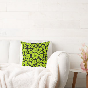 Flower Pattern - Lime Green Throw Pillow