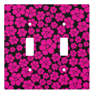 Flower Pattern - Magenta and Black Light Switch Cover