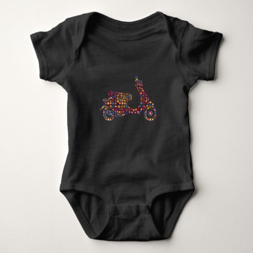 Flower Pattern Motor_Scooter Motorcycle Baby Bodysuit