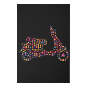 Flower Pattern Motor-Scooter Motorcycle Faux Canvas Print