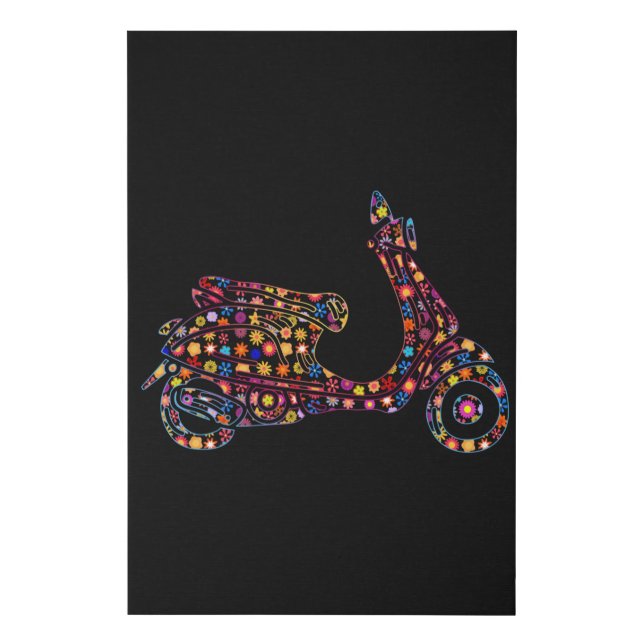 Flower Pattern Motor-Scooter Motorcycle Faux Canvas Print (Front)