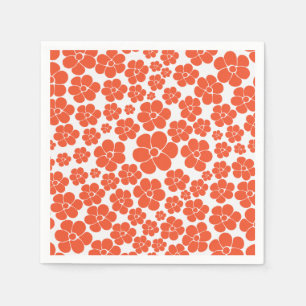 Flower Pattern - Orange and White Napkins