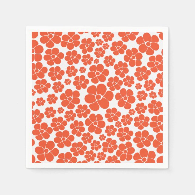 Flower Pattern - Orange and White Napkins (Front)