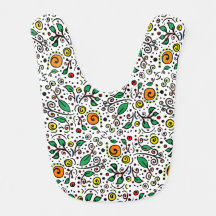 Flower Pattern orange Swirl Berry on White -