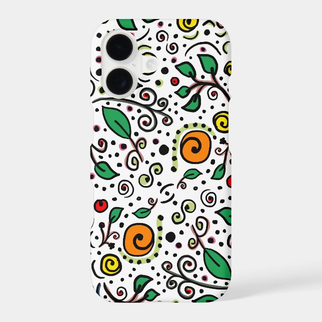 Flower Pattern orange Swirl Berry on White -  Case-Mate iPhone Case (Back)