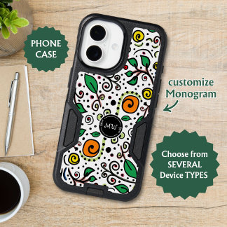 Flower Pattern orange Swirl Berry on White -  iPhone 17 Case