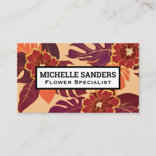 Flower Pattern Palm Leaves Business Card