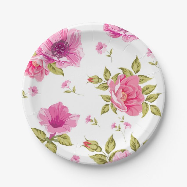 Flower pattern paper plates (Front)