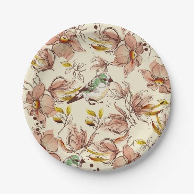 Flower pattern paper plates (Front)