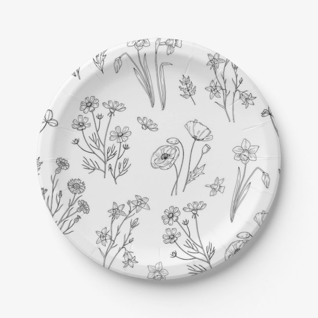 Flower pattern paper plates (Front)