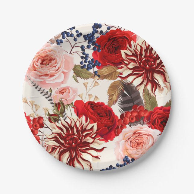 Flower pattern paper plates (Front)
