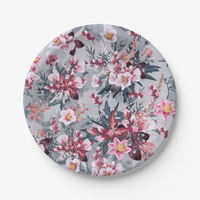 Flower pattern paper plates (Front)