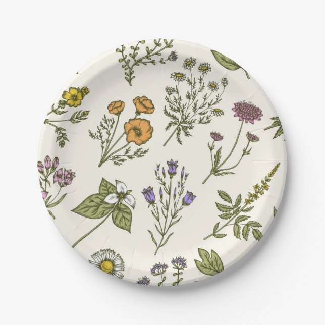 Flower pattern paper plates (Front)