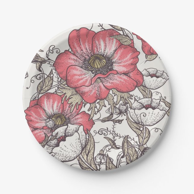 Flower pattern paper plates (Front)