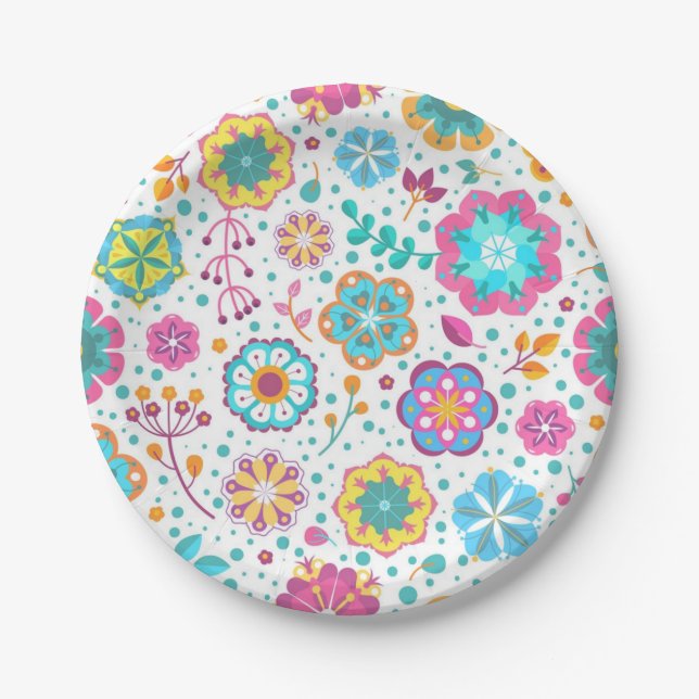 Flower pattern paper plates (Front)