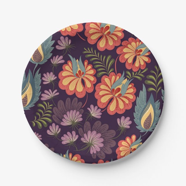 Flower pattern paper plates (Front)