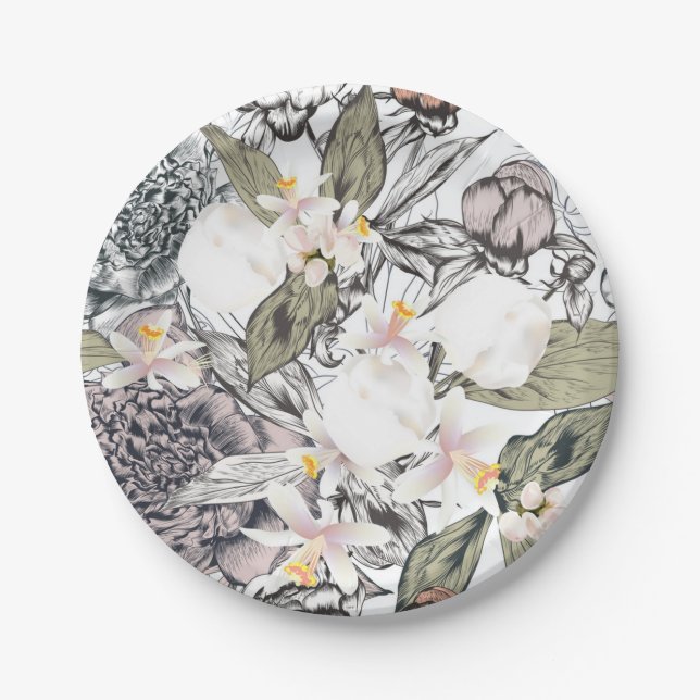 Flower pattern paper plates (Front)