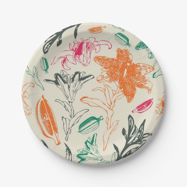 Flower pattern paper plates (Front)