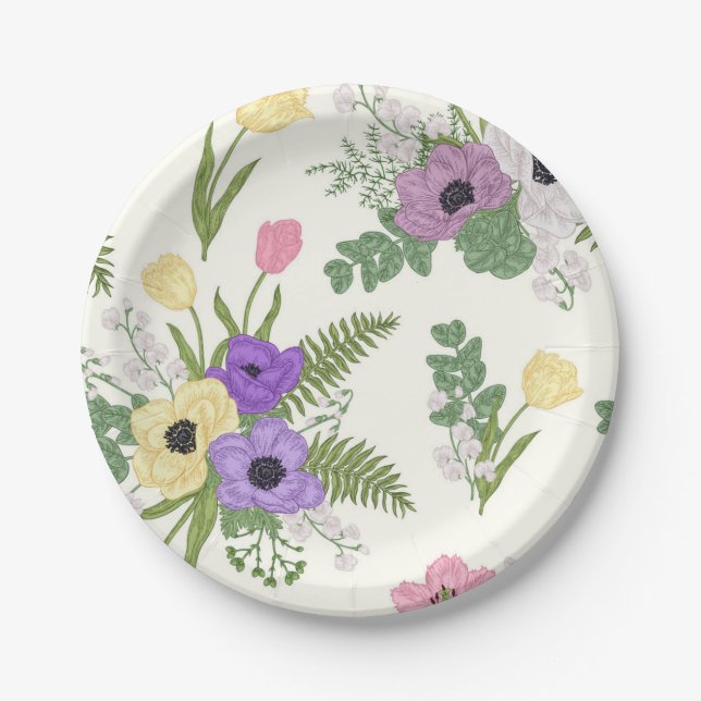 Flower pattern paper plates (Front)