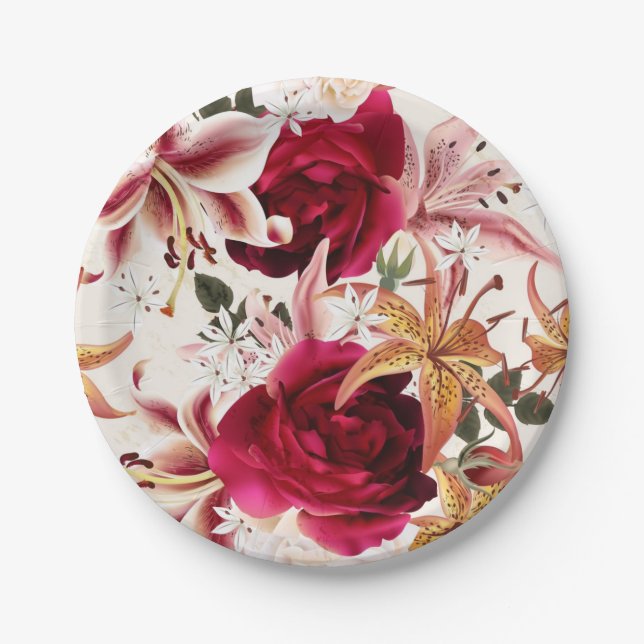 Flower pattern paper plates (Front)