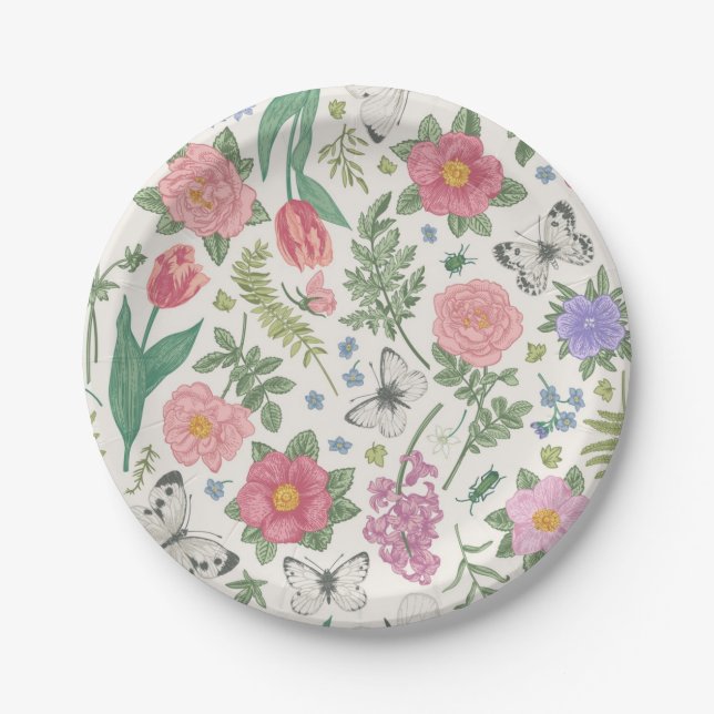Flower pattern paper plates (Front)