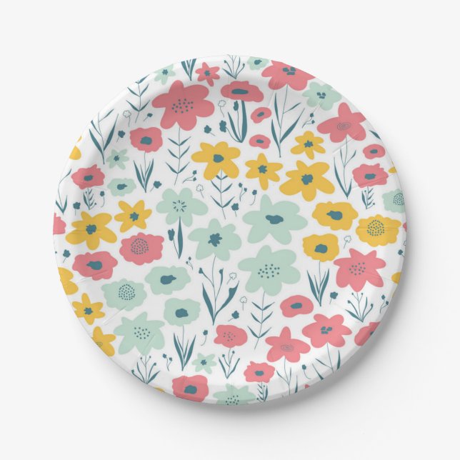 Flower pattern paper plates (Front)