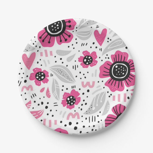 Flower pattern paper plates (Front)