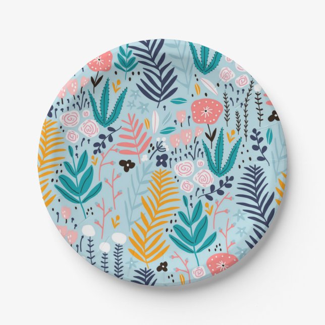 Flower pattern paper plates (Front)