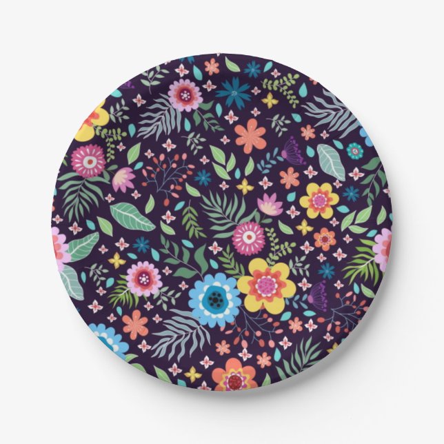 Flower pattern paper plates (Front)